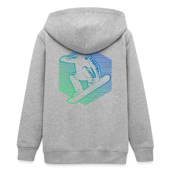 Snowboardeurs en pente néon - Veste à capuche ado bio Stanley/Stella - gris chiné - Dos - AI Model Teenager Male light (155cm)