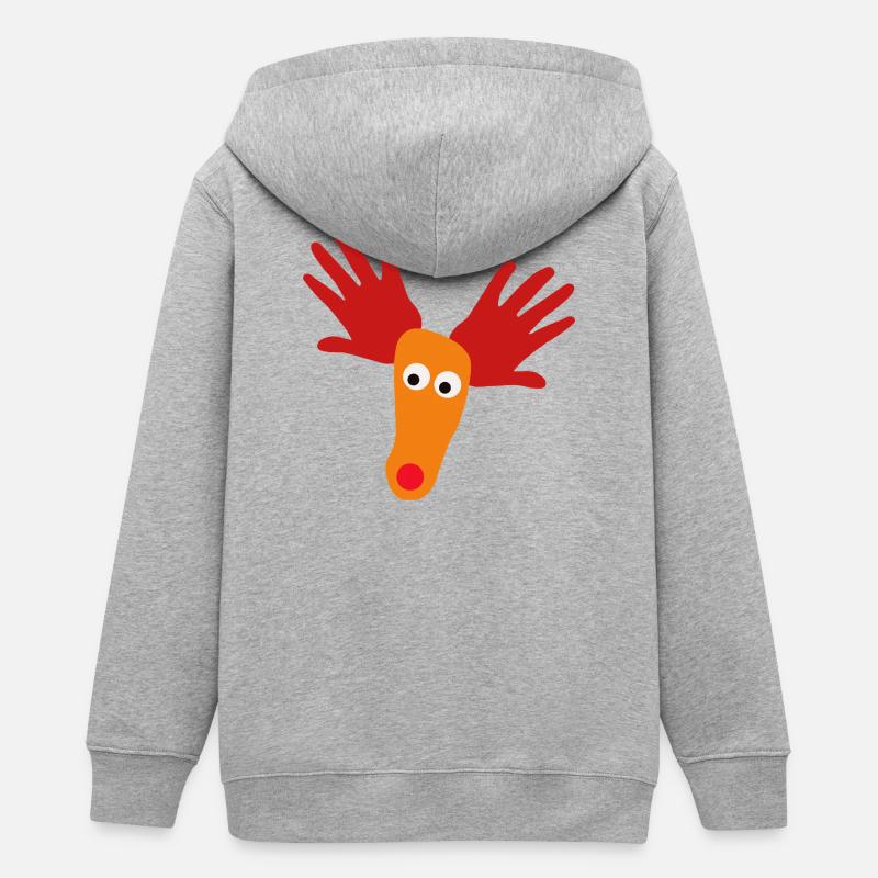 Tête de renne avec museau orange - Veste à capuche ado bio Stanley/Stella - gris chiné