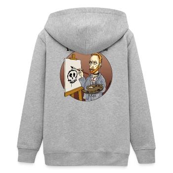Vincent VanGoth - Teens Organic Zip-up Hoodie by Stanley/Stella - heather grey - Back - AI Model Teenager Male light (155cm)