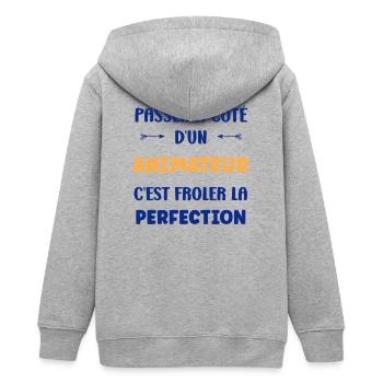 Missing a Facilitator - Teens Organic Zip-up Hoodie by Stanley/Stella - heather grey - Back - AI Model Teenager Male light (155cm)