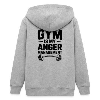 Das Fitnessstudio ist mein Aggressionsbewältigung - Teenager Organic Kapuzenjacke Mini Cultivator von Stanley/Stella - Grau meliert - Hinten - AI Model Teenager Male light (155cm)