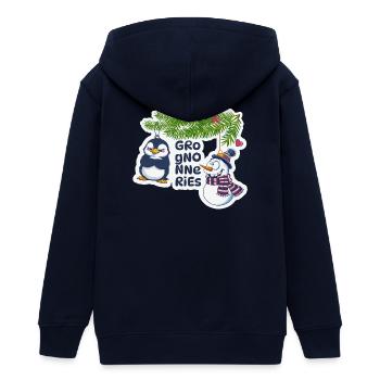 Weihnachtshumorvoller Pinguin und Schneemann - Teenager Organic Kapuzenjacke Mini Cultivator von Stanley/Stella - Navy - Hinten - AI Model Teenager Male light (155cm)