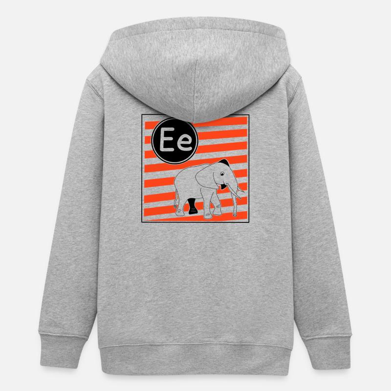E pour Lettres d’éléphant pour apprendre à lire - Veste à capuche ado bio Stanley/Stella - gris chiné
