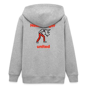 Headbanger United – Rock hart! Mosh, Metal - Teenager Organic Kapuzenjacke Mini Cultivator von Stanley/Stella - Grau meliert - Hinten - AI Model Teenager Male light (155cm)