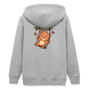 Kleiner Bär auf Schaukel - Teenager Organic Kapuzenjacke Mini Cultivator von Stanley/Stella - Grau meliert - Hinten - AI Model Teenager Male light (155cm)