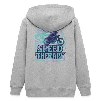Speed Therapy - Moto - Veste à capuche ado bio Stanley/Stella - gris chiné - Dos - AI Model Teenager Male light (155cm)