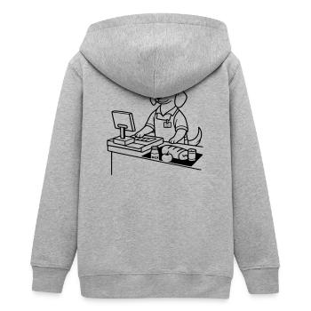 supermarkt hund kassierer - Teenager Organic Kapuzenjacke Mini Cultivator von Stanley/Stella - Grau meliert - Hinten - AI Model Teenager Male light (155cm)