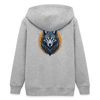 Mystic Wolf - Teens Organic Zip-up Hoodie by Stanley/Stella - heather grey - Back - AI Model Teenager Male light (155cm)