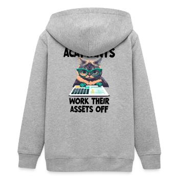 Funny Accountants Work Their Assets Off  - Teens Organic Zip-up Hoodie by Stanley/Stella - heather grey - Back - AI Model Teenager Male light (155cm)