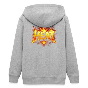 Feurige HEAT-Typografie - Teenager Organic Kapuzenjacke Mini Cultivator von Stanley/Stella - Grau meliert - Hinten - AI Model Teenager Male light (155cm)