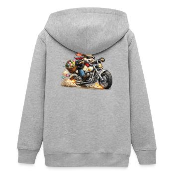 Easter bunny on motorcycle - Teens Organic Zip-up Hoodie by Stanley/Stella - heather grey - Back - AI Model Teenager Male light (155cm)