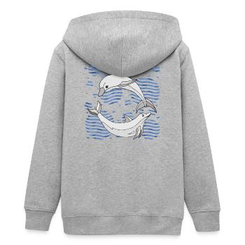 Delphine - Teenager Organic Kapuzenjacke Mini Cultivator von Stanley/Stella - Grau meliert - Hinten - AI Model Teenager Male light (155cm)