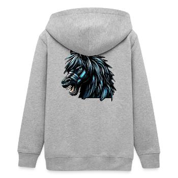 Pferd - Teenager Organic Kapuzenjacke Mini Cultivator von Stanley/Stella - Grau meliert - Hinten - AI Model Teenager Male light (155cm)