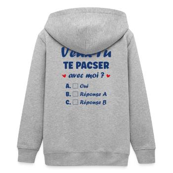 Demande de pacs - Veste à capuche ado bio Stanley/Stella - gris chiné - Dos - AI Model Teenager Male light (155cm)