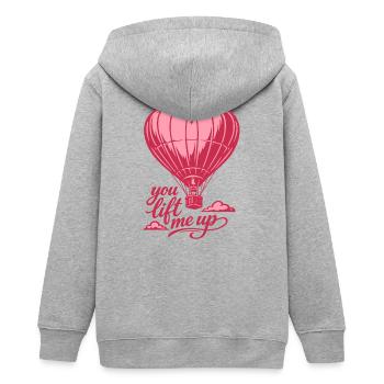 You Lift Me Up | Ballon Heart - Valentine's Day - Teenager Organic Kapuzenjacke Mini Cultivator von Stanley/Stella - Grau meliert - Hinten - AI Model Teenager Male light (155cm)