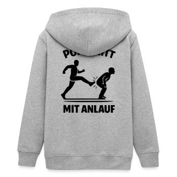 popotritt mit anlauf - Teenager Organic Kapuzenjacke Mini Cultivator von Stanley/Stella - Grau meliert - Hinten - AI Model Teenager Male light (155cm)