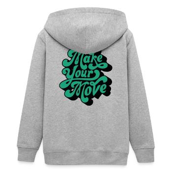 Mach deinen Schritt – Retro-Skriptmotiv - Teenager Organic Kapuzenjacke Mini Cultivator von Stanley/Stella - Grau meliert - Hinten - AI Model Teenager Male light (155cm)