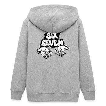 Six Seven Graffiti - Teenager Organic Kapuzenjacke Mini Cultivator von Stanley/Stella - Grau meliert - Hinten - AI Model Teenager Male light (155cm)