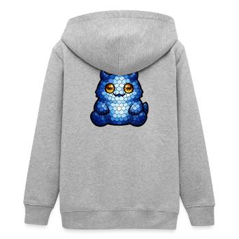 Mosaikkatze Blauauge - Teenager Organic Kapuzenjacke Mini Cultivator von Stanley/Stella - Grau meliert - Hinten - AI Model Teenager Male light (155cm)