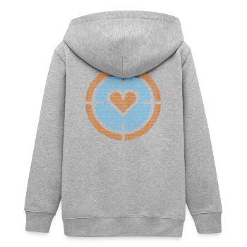 Heart in Target Emblem, atomic pattern - Teens Organic Zip-up Hoodie by Stanley/Stella - heather grey - Back - AI Model Teenager Male light (155cm)