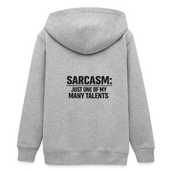 Sarkasmus: Eines meiner Talente - Teenager Organic Kapuzenjacke Mini Cultivator von Stanley/Stella - Grau meliert - Hinten - AI Model Teenager Male light (155cm)
