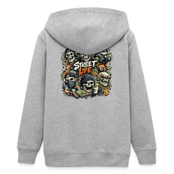 Leben im Straßenskelett - Teenager Organic Kapuzenjacke Mini Cultivator von Stanley/Stella - Grau meliert - Hinten - AI Model Teenager Male light (155cm)