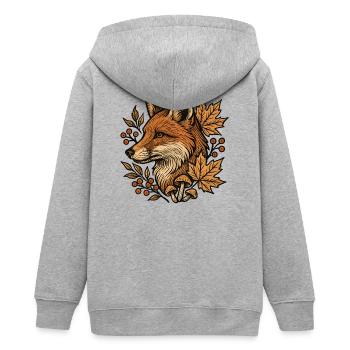 Herbstfuchs im Laubkreis - Teenager Organic Kapuzenjacke Mini Cultivator von Stanley/Stella - Grau meliert - Hinten - AI Model Teenager Male light (155cm)