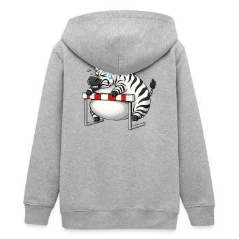 Lustiges Zebra Cartoon ungeschickt Hürdenlauf - Teenager Organic Kapuzenjacke Mini Cultivator von Stanley/Stella - Grau meliert - Hinten - AI Model Teenager Male light (155cm)