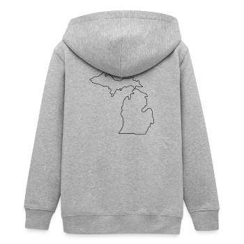 Michigan map - Teens Organic Zip-up Hoodie by Stanley/Stella - heather grey - Back - AI Model Teenager Male light (155cm)