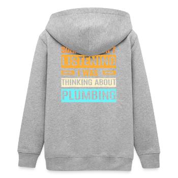 Installateur Klempner - Teenager Organic Kapuzenjacke Mini Cultivator von Stanley/Stella - Grau meliert - Hinten - AI Model Teenager Male light (155cm)
