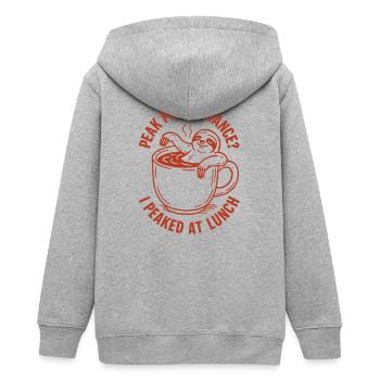 Performance maximale à l’heure du déjeuner | Blague sur l’épuisement - Veste à capuche ado bio Stanley/Stella - gris chiné - Dos - AI Model Teenager Male light (155cm)
