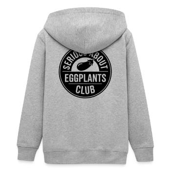 Aubergine lustiger Spruch - Serious about eggplant - Teenager Organic Kapuzenjacke Mini Cultivator von Stanley/Stella - Grau meliert - Hinten - AI Model Teenager Male light (155cm)