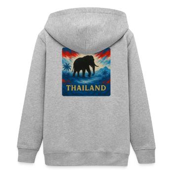Thailand Elephant Travel Design - Teens Organic Zip-up Hoodie by Stanley/Stella - heather grey - Back - AI Model Teenager Male light (155cm)
