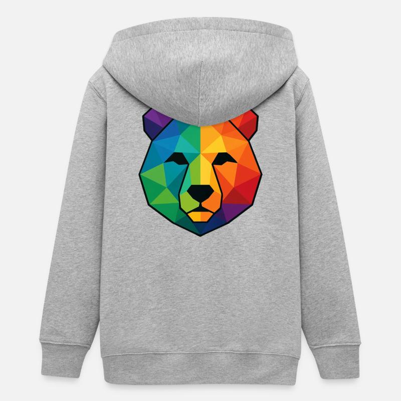 Ours low poly pop art coloré - Veste à capuche ado bio Stanley/Stella - gris chiné