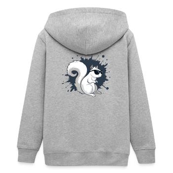 Schickes weißes Eichhörnchen mit schwarzer Brille - Teenager Organic Kapuzenjacke Mini Cultivator von Stanley/Stella - Grau meliert - Hinten - AI Model Teenager Male light (155cm)