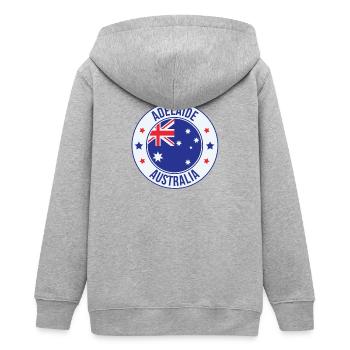 Adelaide Australien Runde Emblem - Teenager Organic Kapuzenjacke Mini Cultivator von Stanley/Stella - Grau meliert - Hinten - AI Model Teenager Male light (155cm)
