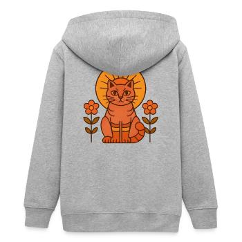 Sonnenkatze mit Blütenkranz - Teenager Organic Kapuzenjacke Mini Cultivator von Stanley/Stella - Grau meliert - Hinten - AI Model Teenager Male light (155cm)
