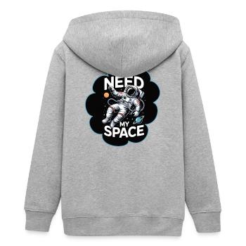 Need My Space Astronaut - Teenager Organic Kapuzenjacke Mini Cultivator von Stanley/Stella - Grau meliert - Hinten - AI Model Teenager Male light (155cm)