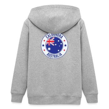 Caloundra Australia Roundell - Teenager Organic Kapuzenjacke Mini Cultivator von Stanley/Stella - Grau meliert - Hinten - AI Model Teenager Male light (155cm)