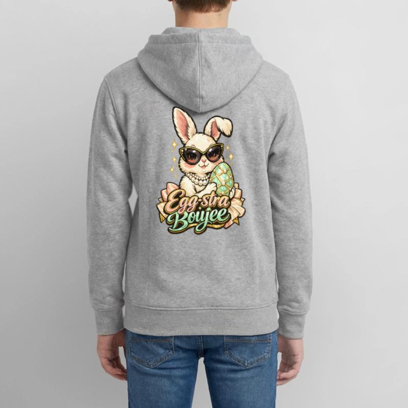 Egg-stra Boujee Easter Bunny Easter Teens Organic Zip-up Hoodie by Stanley/Stella