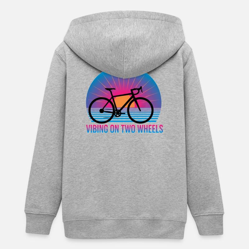 Vibing On Two Wheels Synthwave Road Bike - Veste à capuche ado bio Stanley/Stella - gris chiné