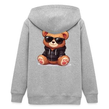Cooler Hoodie-Teddy mit Sonnenbrille - Teenager Organic Kapuzenjacke Mini Cultivator von Stanley/Stella - Grau meliert - Hinten - AI Model Teenager Male light (155cm)