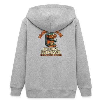 Espresso Motif First Coffee Then Conversations - Teens Organic Zip-up Hoodie by Stanley/Stella - heather grey - Back - AI Model Teenager Male light (155cm)