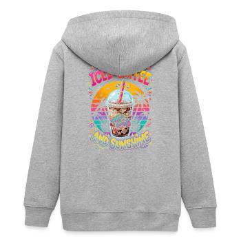 Iced Coffee and Sunshine - Teens Organic Zip-up Hoodie by Stanley/Stella - heather grey - Back - AI Model Teenager Male light (155cm)