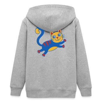 Colorful Cat Magic Leap - Teens Organic Zip-up Hoodie by Stanley/Stella - heather grey - Back - AI Model Teenager Male light (155cm)