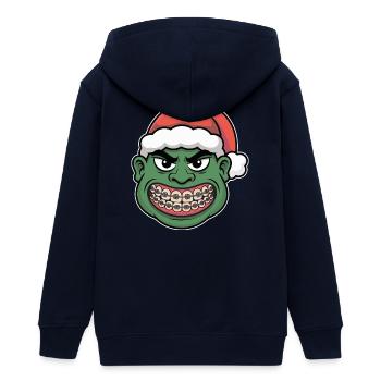 Grüner Santa Braces Grinser - Teenager Organic Kapuzenjacke Mini Cultivator von Stanley/Stella - Navy - Hinten - AI Model Teenager Male light (155cm)