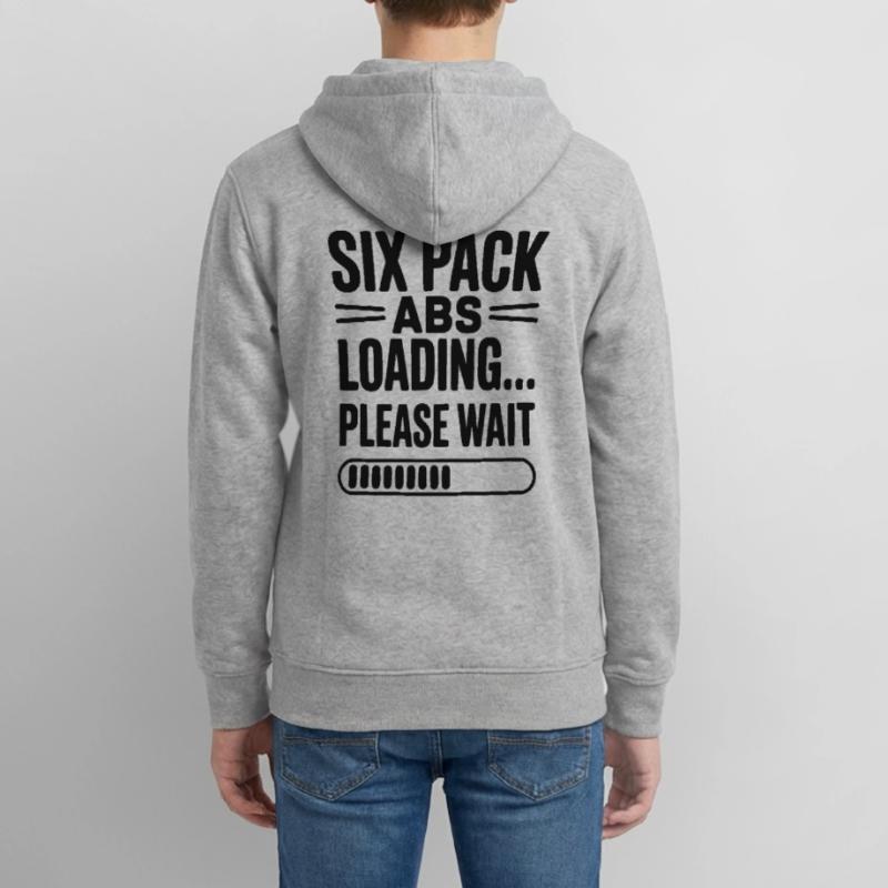 Six Pack Abs Loading... Please Wait Teens Organic Zip-up Hoodie by Stanley/Stella