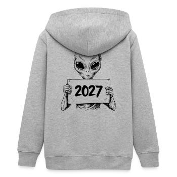 Außerirdischer - Teenager Organic Kapuzenjacke Mini Cultivator von Stanley/Stella - Grau meliert - Hinten - AI Model Teenager Male light (155cm)
