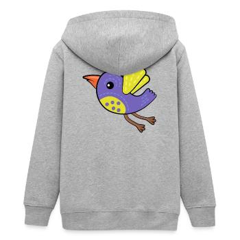 Kleiner Lila Vogel - Teenager Organic Kapuzenjacke Mini Cultivator von Stanley/Stella - Grau meliert - Hinten - AI Model Teenager Male light (155cm)
