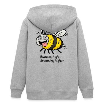Biene - Teenager Organic Kapuzenjacke Mini Cultivator von Stanley/Stella - Grau meliert - Hinten - AI Model Teenager Male light (155cm)